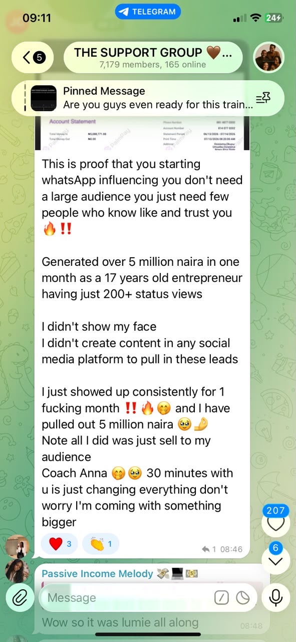 Student proof: over ₦5 million in one month with just 200+ status views, no face shown, no social media content
